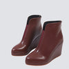Women's Beige Wedge Ankle Boots – Zipper Closure, Round Toe, PU Upper & TPR Sole, Winter Dress Boots