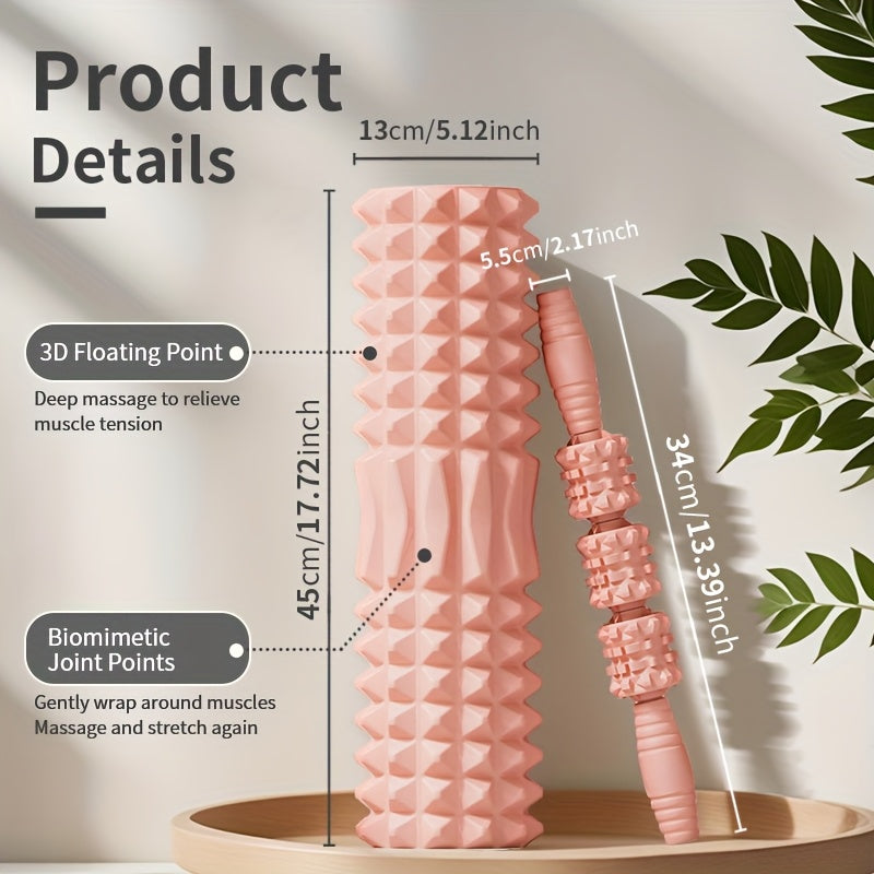 Foam Roller & Massage Stick Set (2-Piece) — Post-Workout Muscle Recovery Roller for Body Shaping