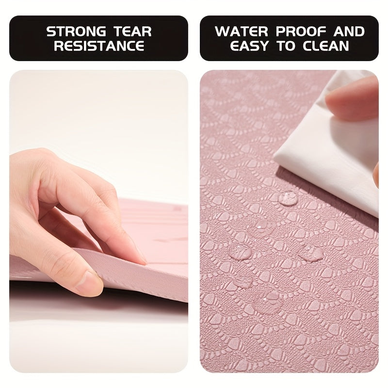 Non-Slip TPE Yoga Mat 0.6 cm (0.24 in) Thick with Carry Strap & Storage Bag – Gray for Yoga, Pilates & Gym