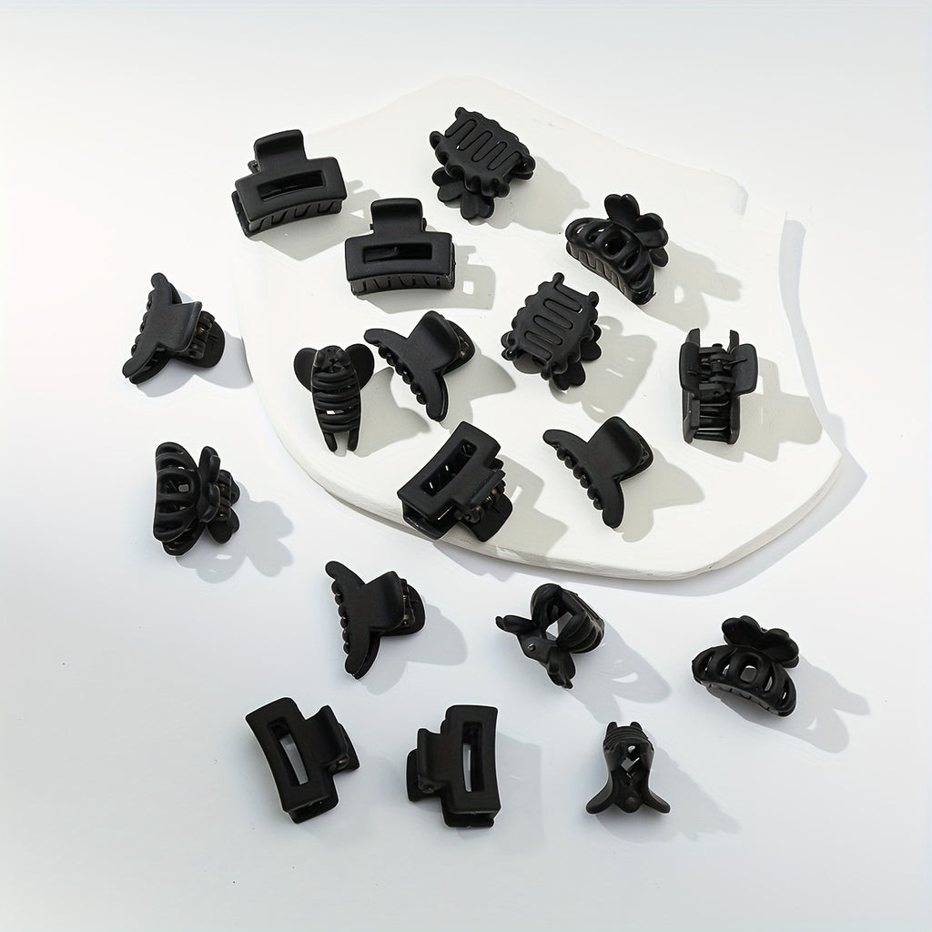 18-Pack Mini Black Frosted Square Hair Claws – Rubber Grip Small Hair Clips for Women