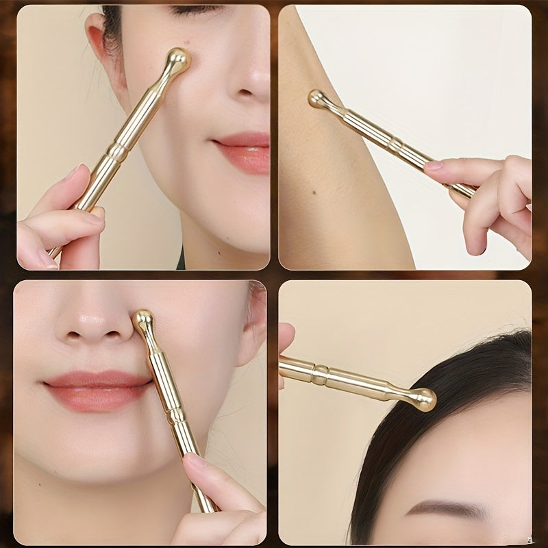 Pure Copper Acupoint Massage Pen - Ergonomic Ear & Eye Massager for Acupressure & Myofascial Relief