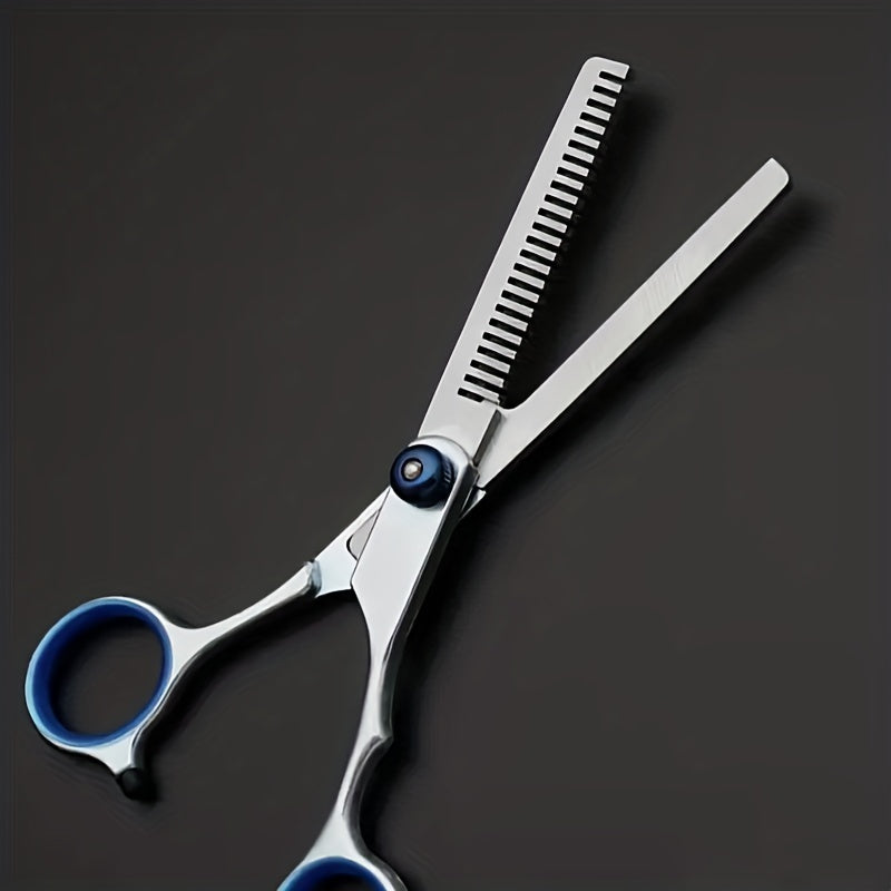 Professional 6-Inch (15 cm) Hairdressing Scissors – 3Cr13 Hypoallergenic Thinning & Cutting Shears with Ergonomic Blue Handles, Unisex Salon & Home Barber Tools