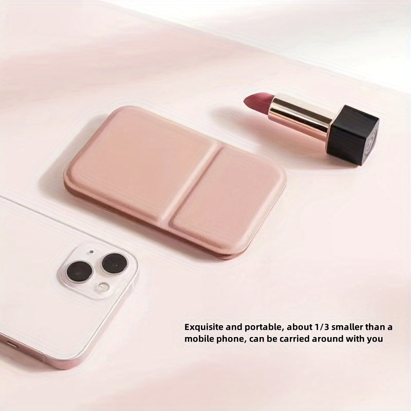 Compact Foldable Travel Makeup Mirror - Glass Surface Leather Frame Portable Mini Desk Mirror No Battery