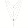 Layered Star and Round Pendant Necklace for Women Trendy Elegant Fine Jewelry