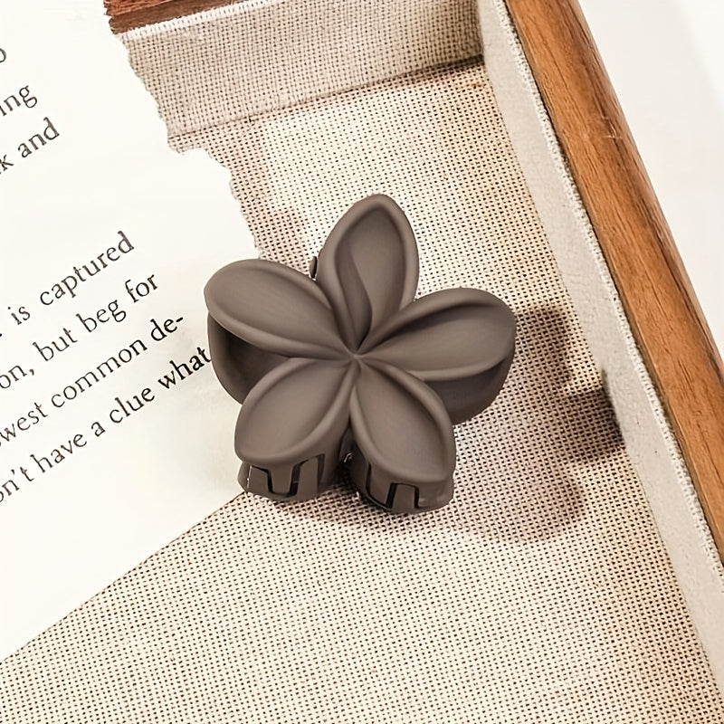 4-Pack 1.6in (4cm) Freesia Flower Hair Claw Clips - Matte Milk Tea Lightweight Hair Accessories