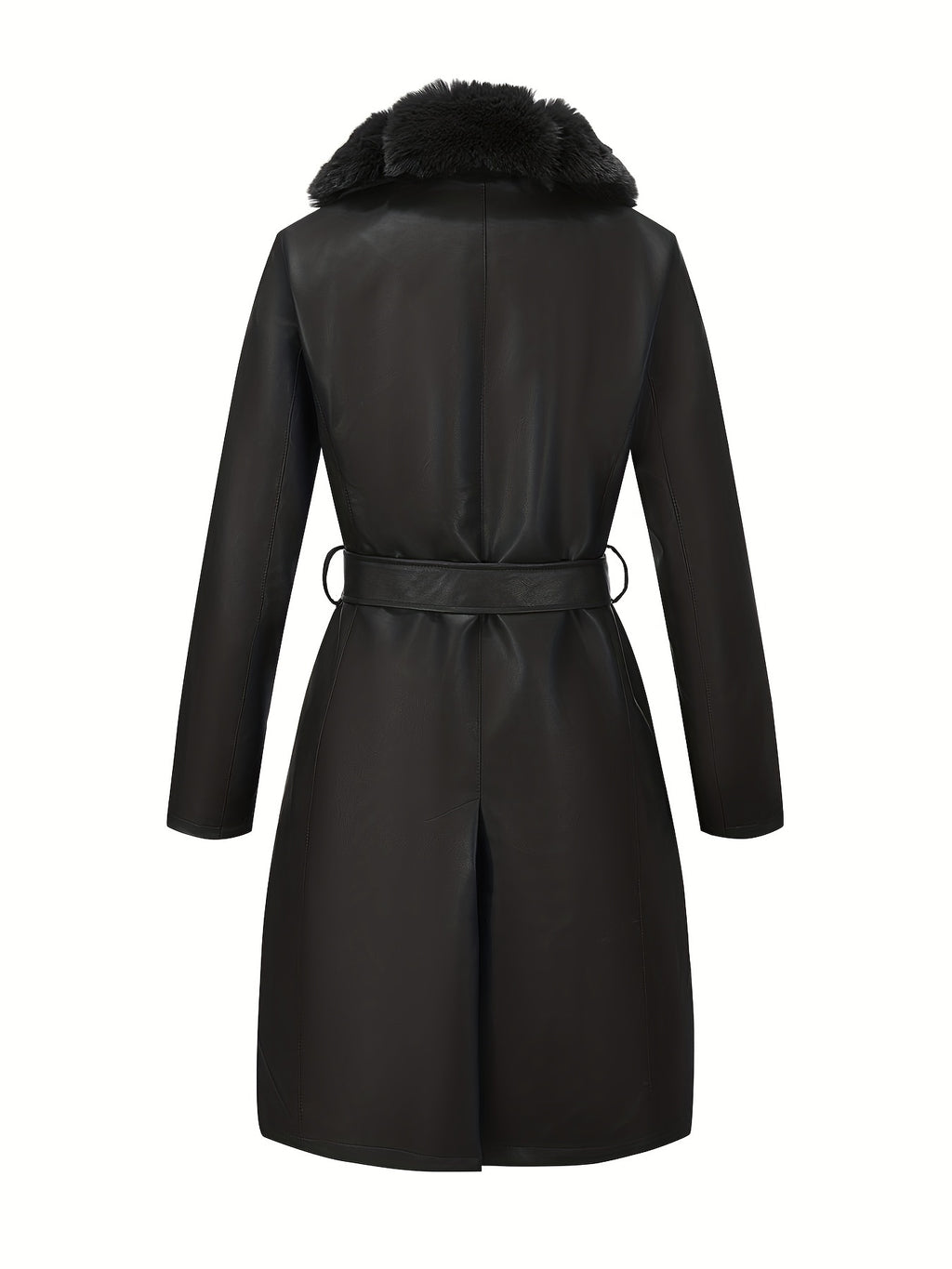 Women's Belted Faux Leather Jacket – Warm Fall/Winter Waist-Cinching Blazer Coat, Casual to Dressy Outerwear