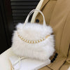 Plush Faux Fur Shoulder Bag for Women – Soft Polyester, Detachable Strap, Compact Phone & Coin Purse, 6 Colors for Parties & Weddings