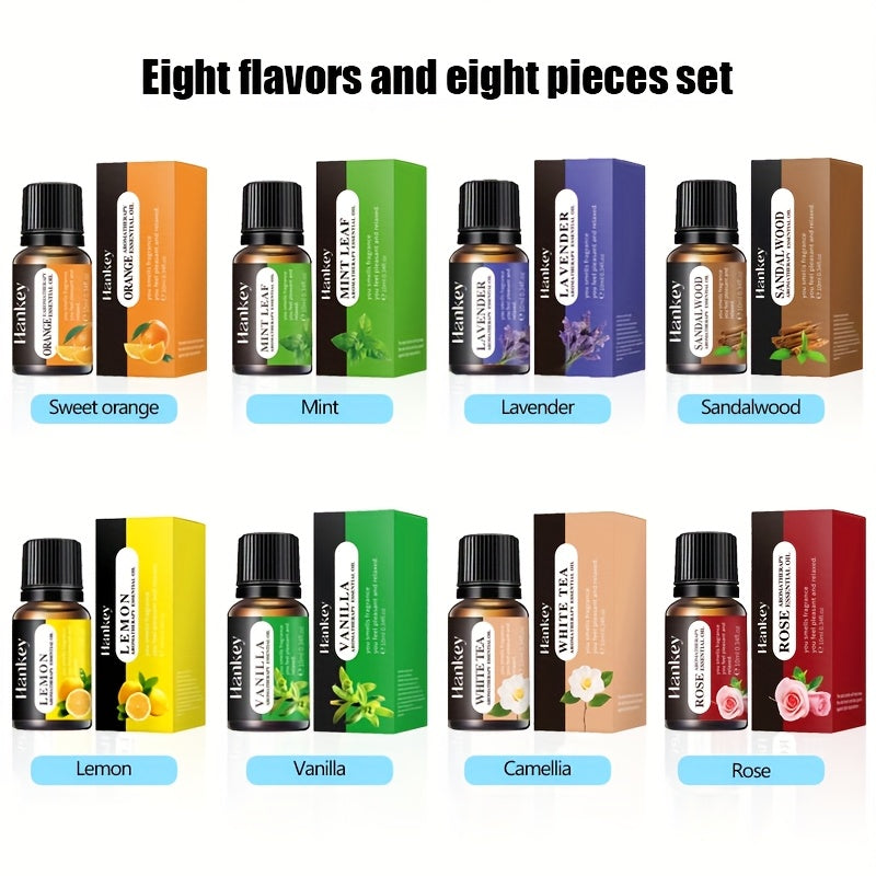 Volcano Dazzle Aroma Diffuser Humidifier with 8-Pack Essential Oil Set — Sweet Orange, Lemon, Vanilla, Sandalwood, White Tea, Peppermint, Lavender, Rose — Home Fragrance & Candle Making