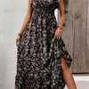 Plus Size Floral Print Maxi Dress for Women — V-Neck Shirred Peplum