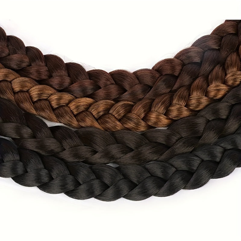 Box Braided Long Ponytail Extension for Women – Synthetic High-Temp Fiber with Elastic Hair Tie