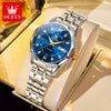 OLEVS Women's Automatic Mechanical Watch - Stainless Steel Dual Calendar Luminous Rectangular Case