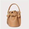 Genuine Leather Bucket Bag for Women - Convertible Handheld & Crossbody with Adjustable Strap, Drawstring Closure, Gold-Tone Hardware, Textured Luxury (Beige, Pink, Purple, Chocolate)