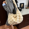Plush Faux Fur Large Tote Bag for Women - Lightweight Zipper Shoulder Handbag, Soft Casual Chic, White