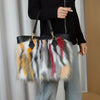 Faux Fur Handbag for Women – Lightweight Sequin-Embellished Tote with Magnetic Closure & Removable Strap