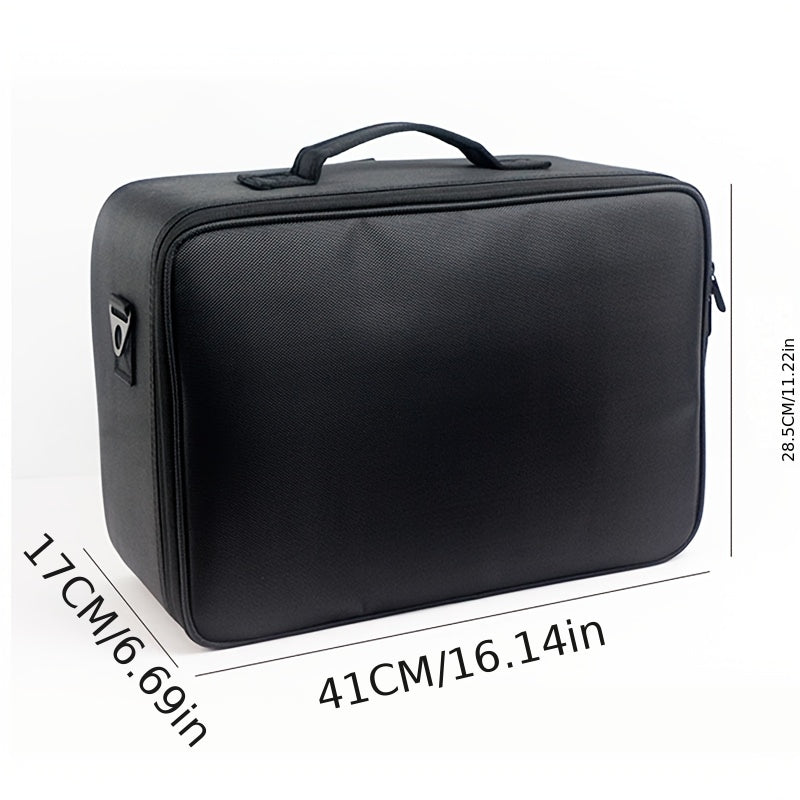 Professional Makeup Case - Large Capacity Multi-Layer Cosmetic Organizer with Adjustable Dividers, Durable Nylon & Zipper Closure