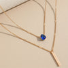 Minimalist Teardrop Cubic Zirconia Inlaid Long-Bar Double-Layer Chain Necklace
