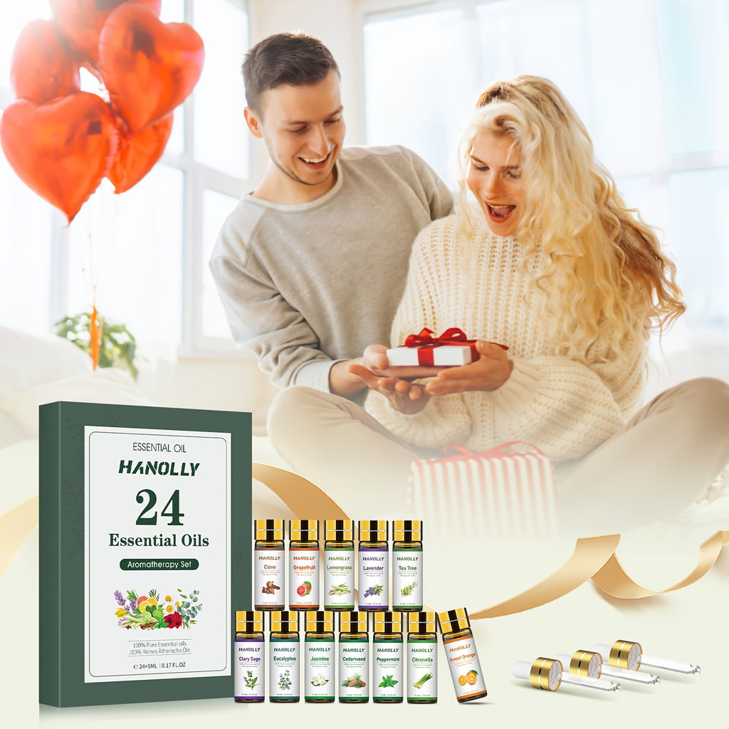 24-Piece Essential Oils Set for Diffuser & Aromatherapy – Premium Oils for Candle Making, Massage and Home Fragrance
