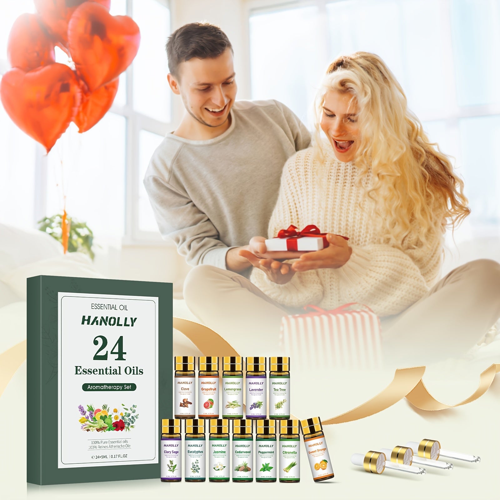 24-Piece Essential Oils Set for Diffuser & Aromatherapy – Premium Oils for Candle Making, Massage and Home Fragrance