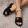 Women's Slide Sandals with Golden Heart Accent, Quiet Sole Wedge Heel, Open Toe for Indoor & Outdoor