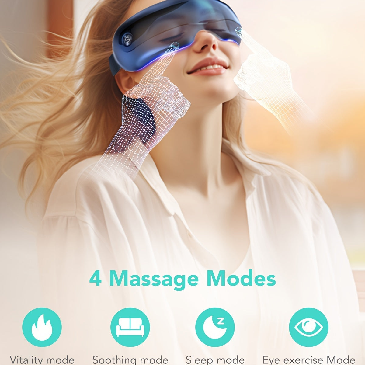 SKG Wireless Portable Eye Massager with Heat & Music Playback, Built-in Vision Window, Rechargeable Relaxation Mask for Home Office Travel