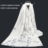 Sheer Bamboo Leaf Chiffon Shawl Scarf – Lilac & Green Lightweight Wrap for Beach, Wedding & Party, 59 x 19 in (150 x 50 cm)
