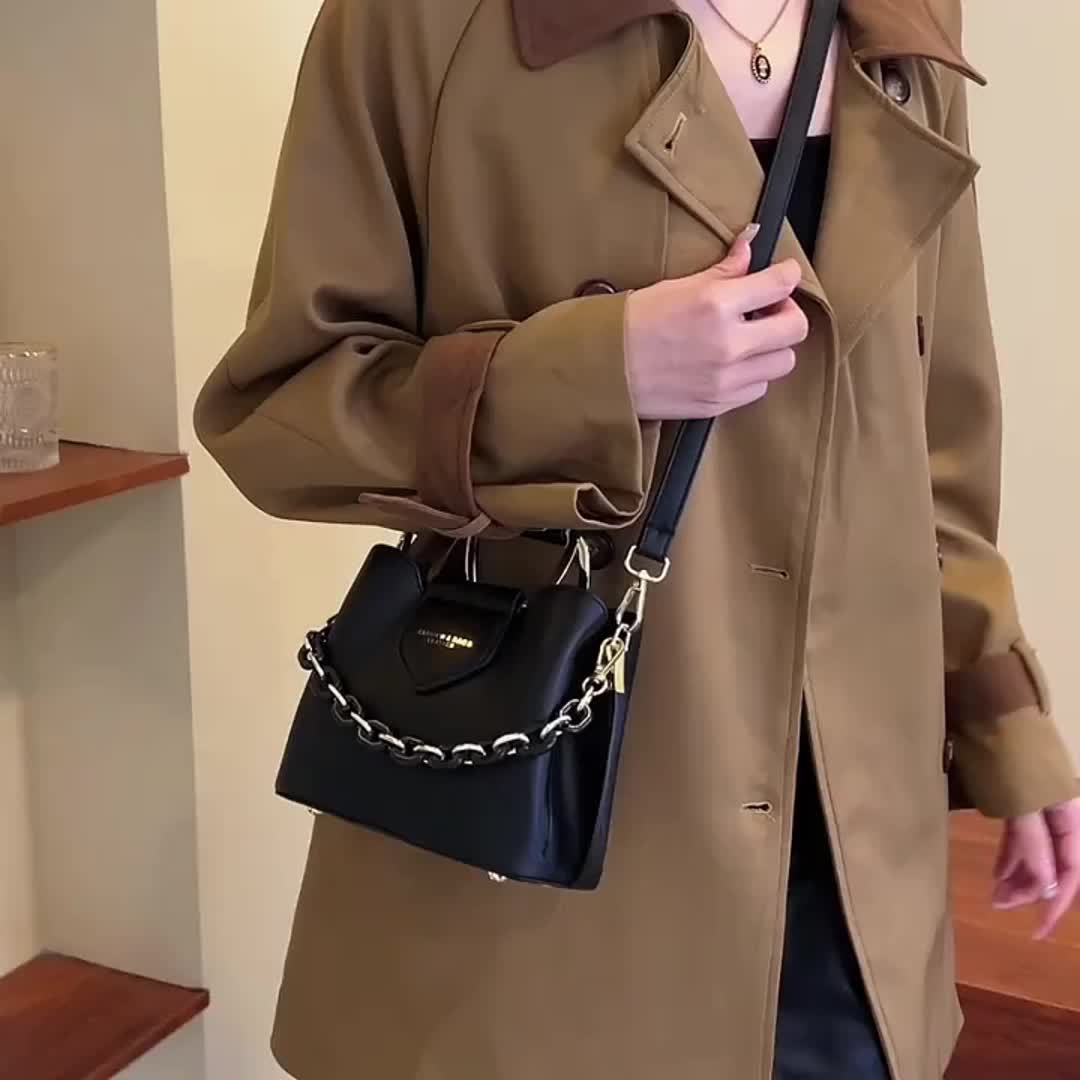 Women's PU Leather Top Handle Bucket Bag - Trendy Casual Shoulder Satchel & Messenger Purse