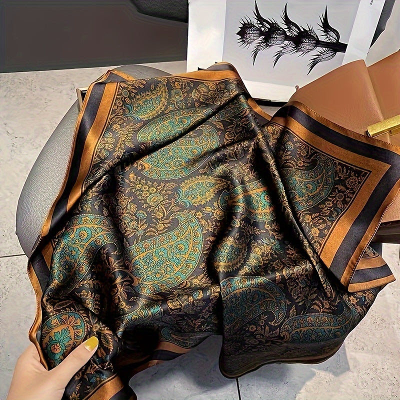 Elegant Floral Polyester Scarf for Women – Lightweight Woven Shawl, Breathable Botanical Wrap