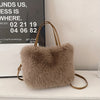 Women's Faux Fur Top-Handle Handbag - Soft Fluffy Purse with Removable Strap for Daily & Formal Use