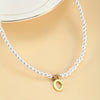 Alphabet Beaded 26-Letter Necklace 18K Gold-Plated Zinc Alloy Collarbone Chain for Women