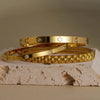 3-Pack 18K Gold-Plated Stainless Steel Stackable Chain Bracelets — Unisex Rhinestone Accent