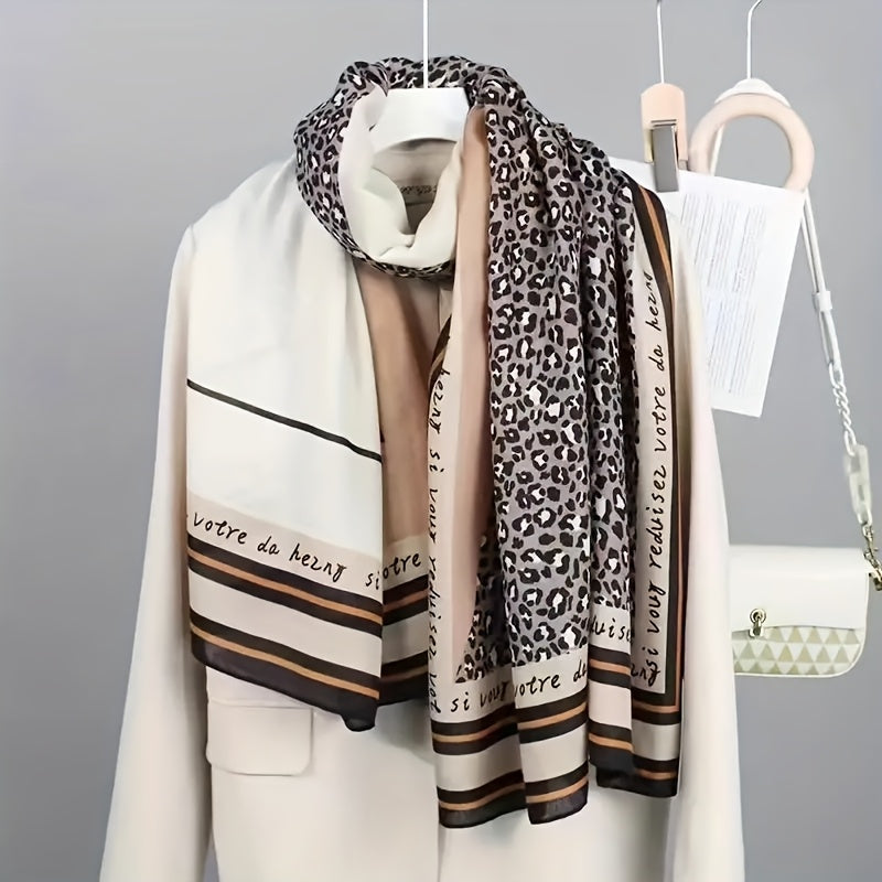 Women's Bohemian Winter Scarf Shawl - Embroidered Neck Wrap & Shoulder Cover, Lightweight Polyester (Beige, Black, White, Gray)