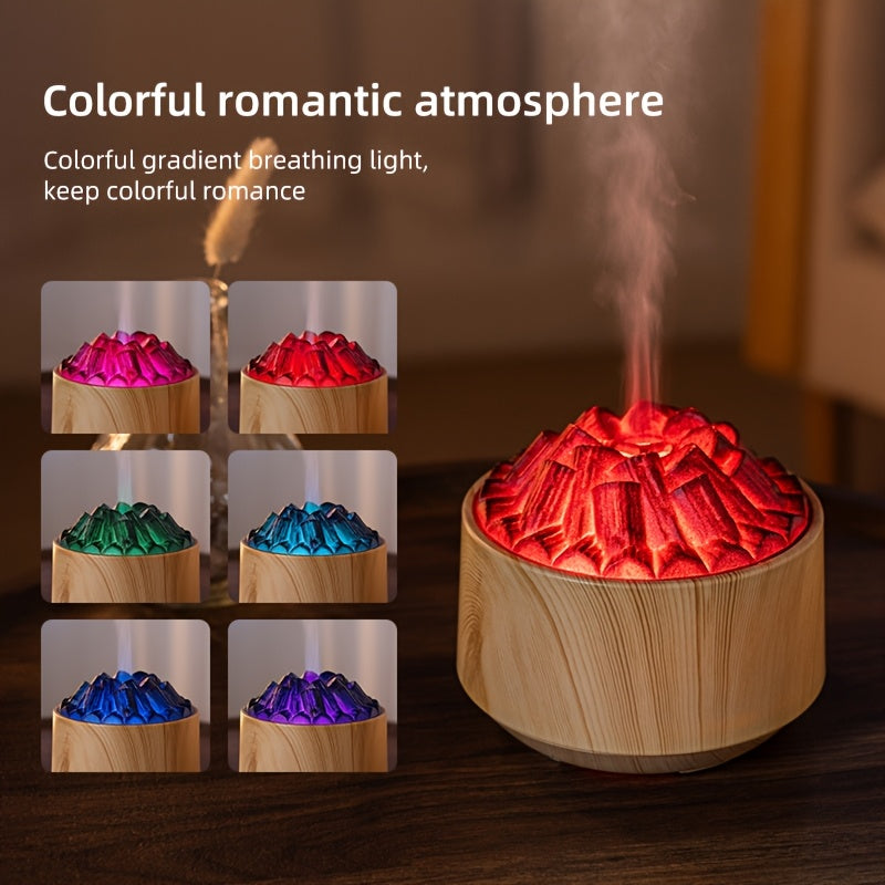 Campfire Desktop Humidifier & Aroma Diffuser — Soundwave Ultrasonic, Real Flame Effect, Dual Mist, Quiet USB Humidifier with LED Night Light & Auto Shut-Off (Black, Red, Purple, Green, Gold, Brown)