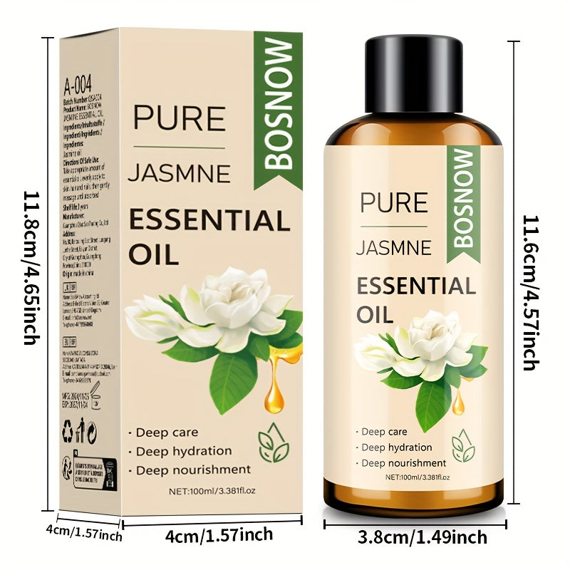 Pure Jasmine Hair Oil 100ml (3.38 fl oz) - Plant Squalane & Glycerin Moisturizing Oil for Normal Hair, Unisex