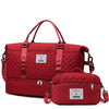 Women's Large Quilted Checkered Duffle Bag - Removable Strap, Zipper Closure, Spacious Travel & Gym Weekend Bag