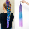 28-inch (71 cm) Long Straight Synthetic Ponytail Extension with Elastic Band - Black Heat-Resistant Soft Fiber