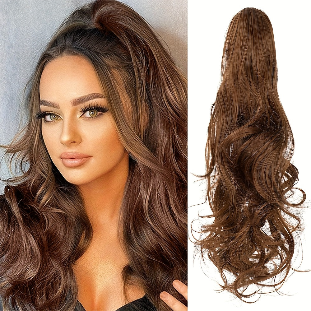 20" (50 cm) Curly Wave Clip-In Ponytail Extension – Invisible Secure Clip, Heat-Friendly Synthetic Hairpiece for Women, Natural-Looking Y2K Party & Everyday