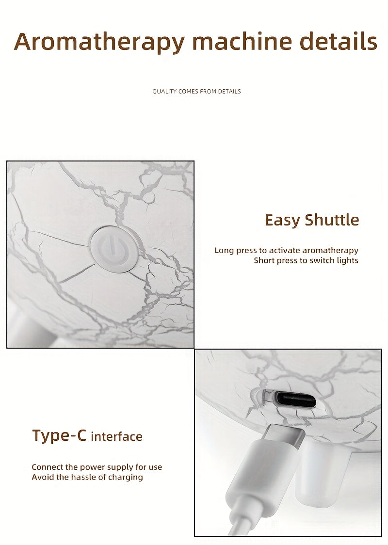 Crackled-Globe Ultrasonic Humidifier & Essential Oil Diffuser – Compact Desktop Mist Maker for Office & Bedroom