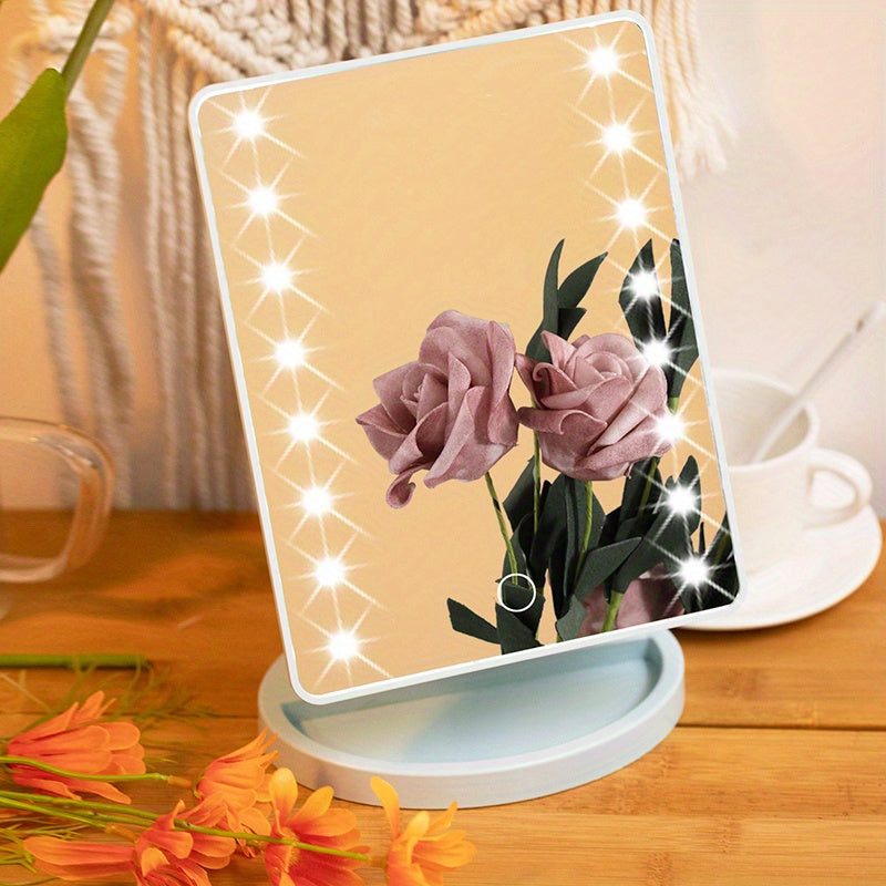 Portable Touchscreen LED Makeup Mirror — USB Powered, 3 Brightness Levels, Adjustable Desktop Vanity — Perfect Mother's Day Gift
