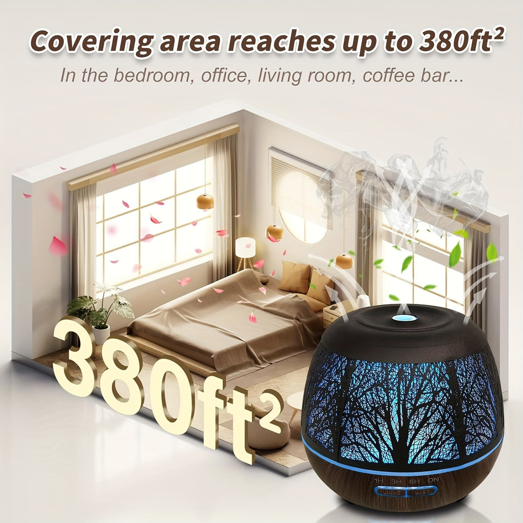 400ml Ultrasonic Essential Oil Diffuser with Remote — 7-Color LED Cold Mist Humidifier, USB-Powered Aromatherapy for Bedroom & Holiday Gifts