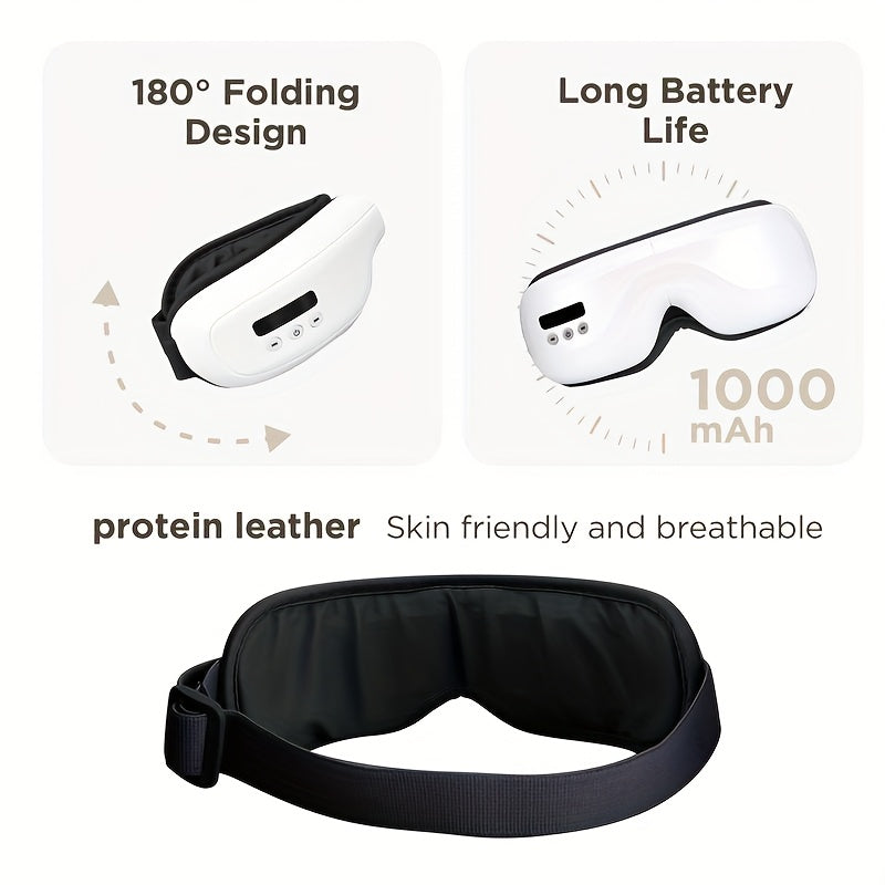 Portable Eye Massager with Heat & Music – USB-Powered Smart Eye Mask for Puffiness, Relaxation & Sleep, Ideal Gift for Women & Seniors
