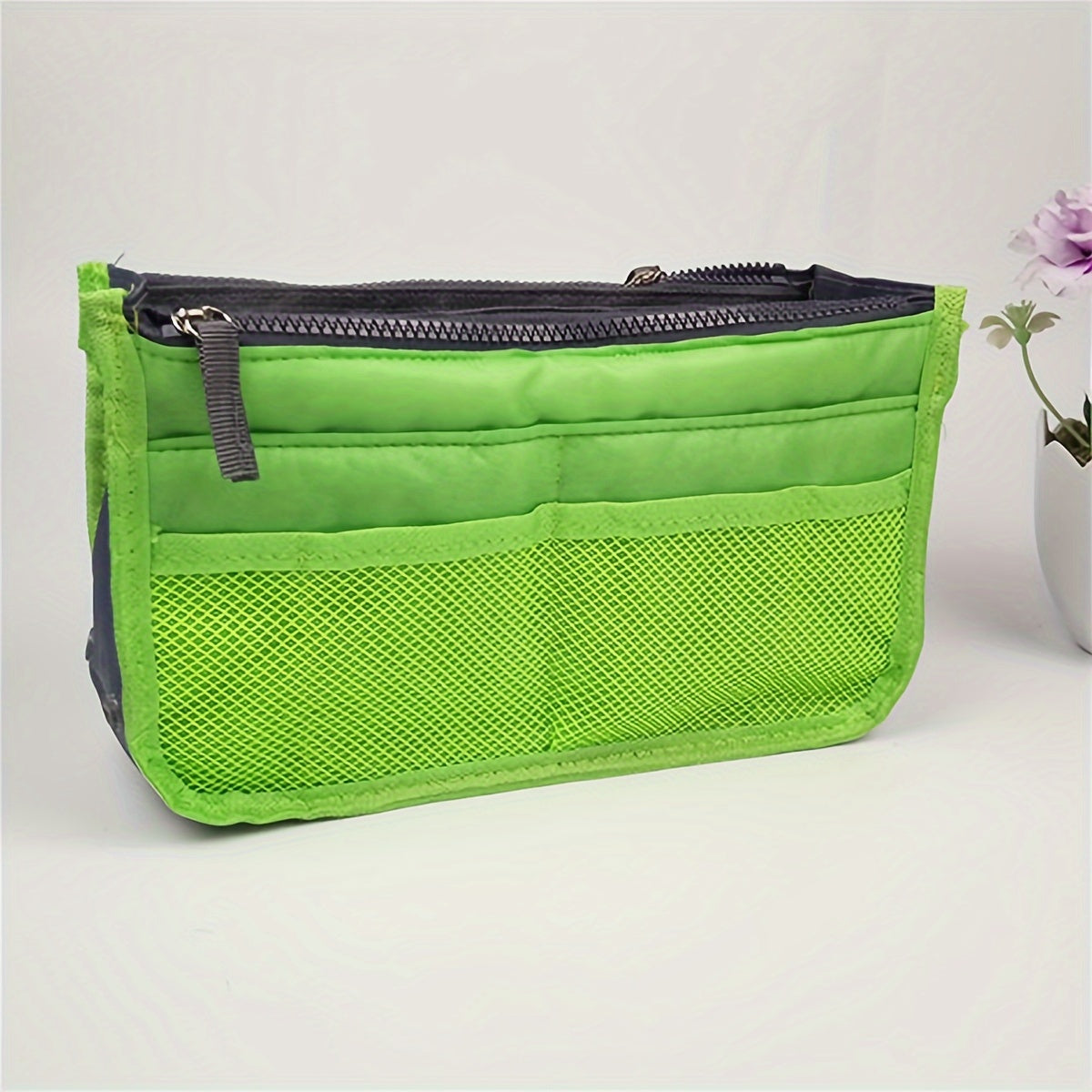 Foldable Double-Layer Makeup Bag & Travel Organizer - Large Capacity Zippered Toiletry Pouch