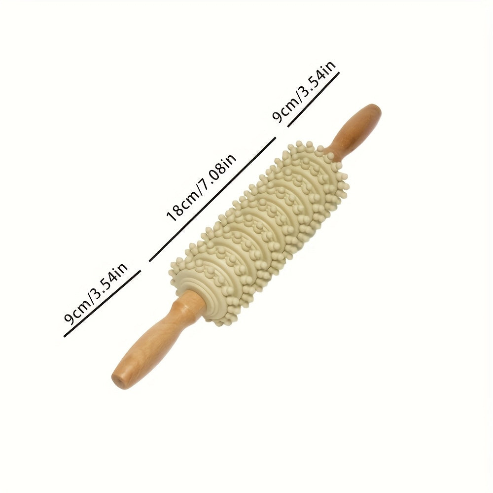 9-Roller Wooden Handheld Massage Stick, Cellulite & Lymphatic Drainage Roller for Arms, Legs, Thighs, Hips and Back