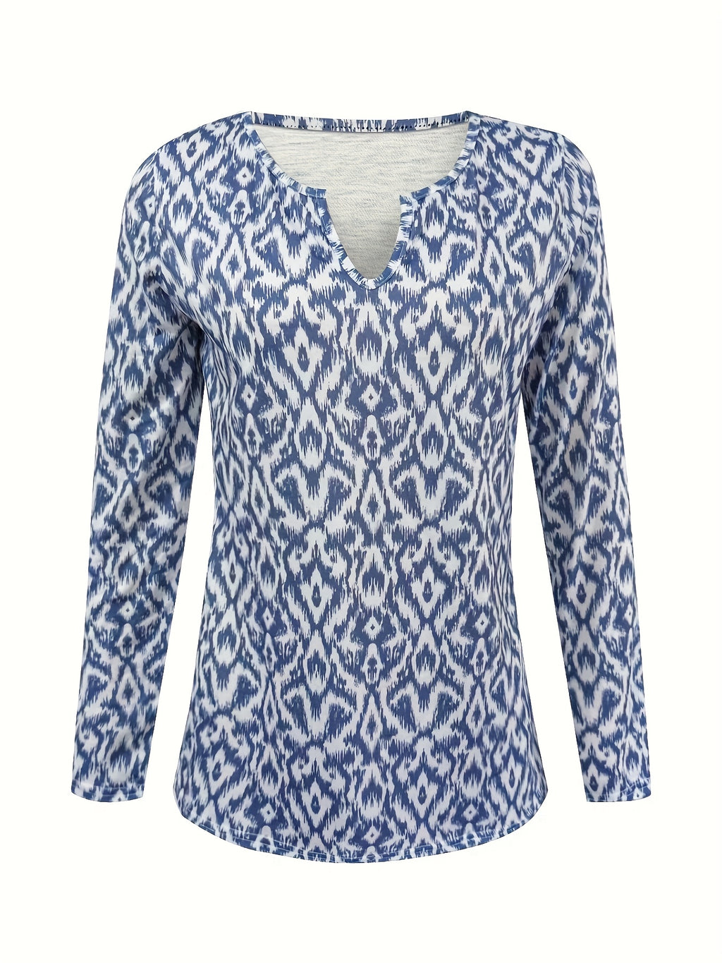 Women's V-Neck Long Sleeve Knit Top – Non-See-Through, Machine-Washable Office & Everyday Blouse