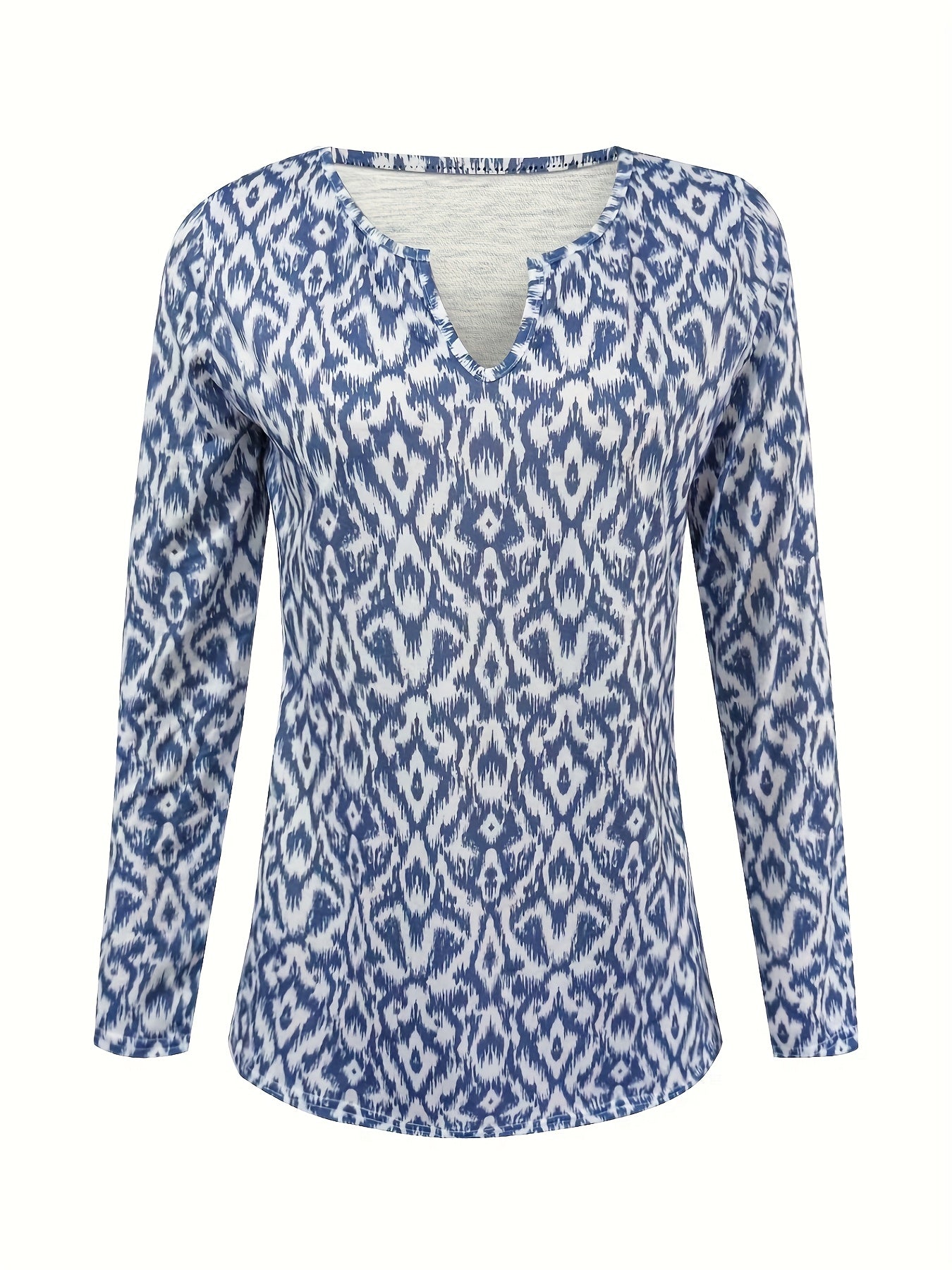 Women's V-Neck Long Sleeve Knit Top – Non-See-Through, Machine-Washable Office & Everyday Blouse