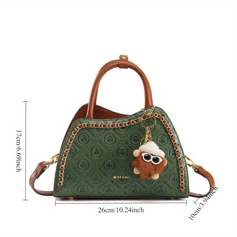 Plaid Irregular Bow Bucket Bag Set – PU Leather Crossbody Handbag for Women (Pink, Green)