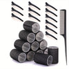 25-Piece Self-Adhesive Hair Curling Roller & Clip Set – 12 Self-Grip Rollers, 12 Clips + Styling Comb