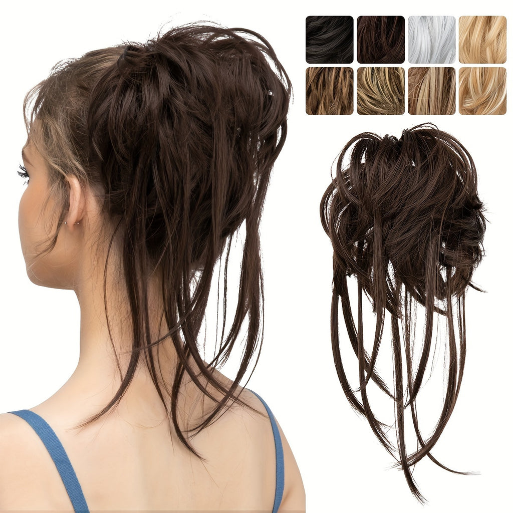 Curly Ponytail Hair Extension with Straight Tail - Messy Bun Hairpiece, Heat-Resistant High-Temperature Fiber Updo for Women