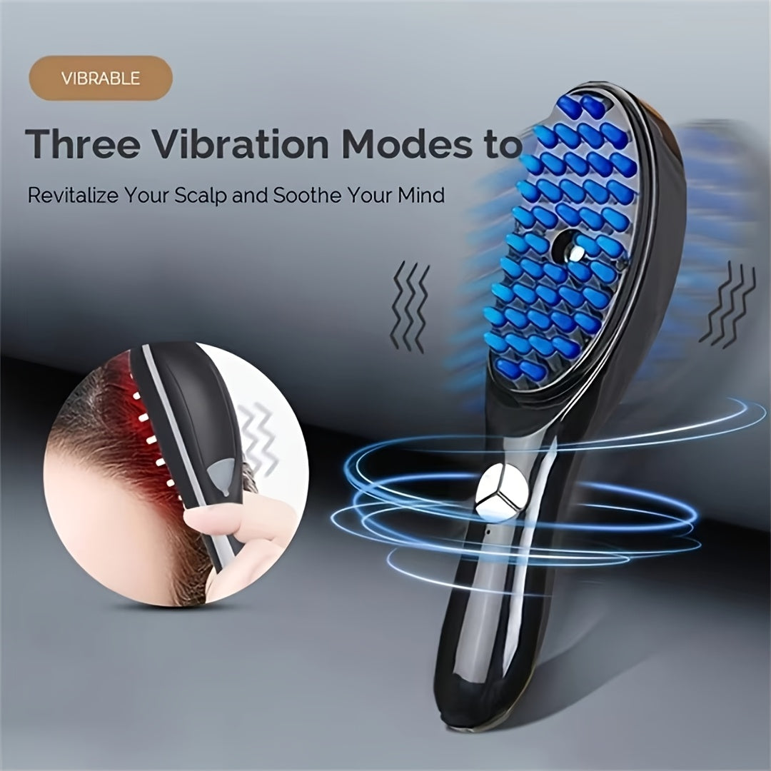 Electric Scalp Massager Comb with Negative Ion Spray & Hydration - Portable Rechargeable Scalp Brush for Dandruff Relief, Salon-Quality Massage for Women & Girls (Black/Red)