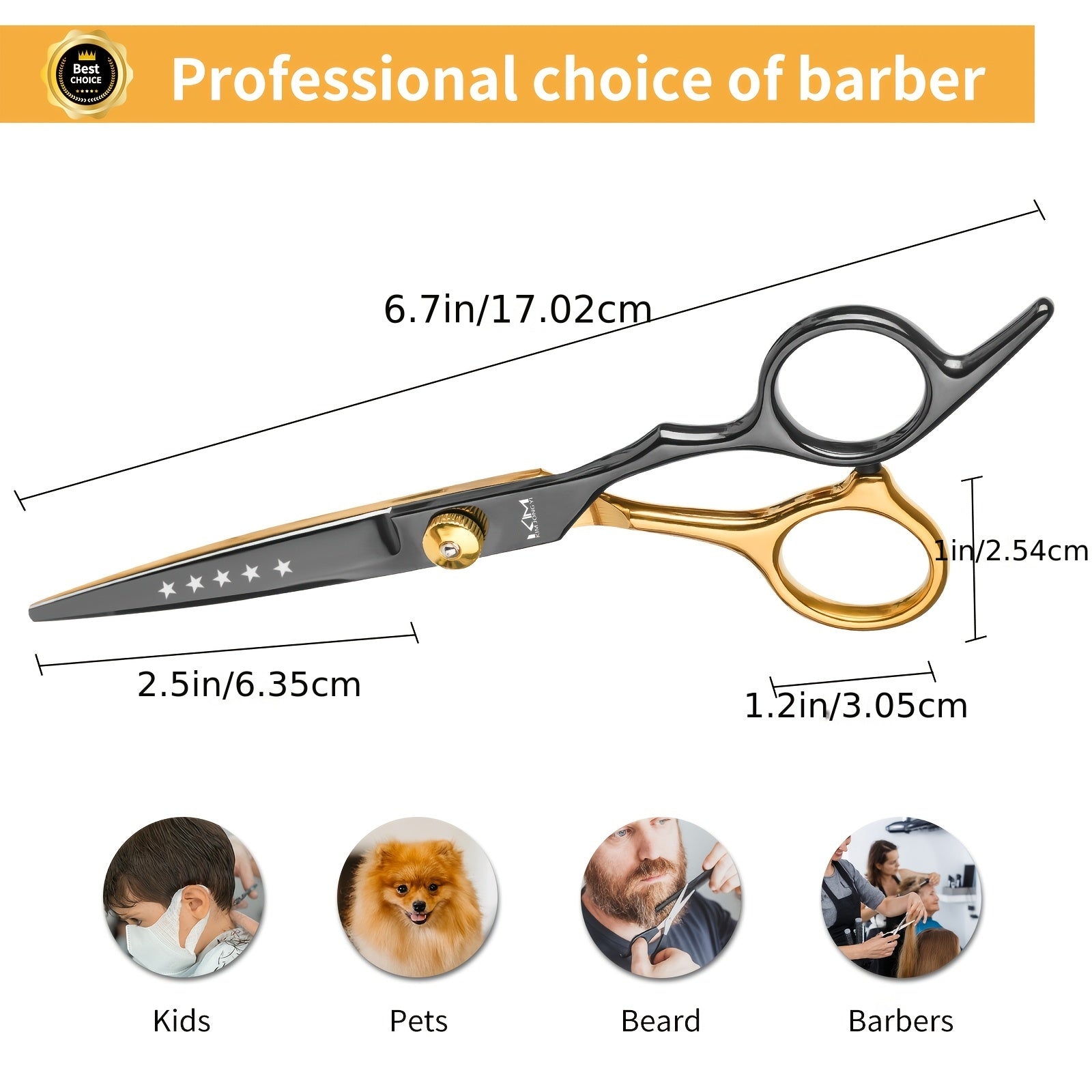 TINMARDA 10pc Professional Hair Cutting Kit – 6.5 in (16.5 cm) Scissors Set with Texturizing Shears, Comb & Cleaning Brush, Black Stainless Steel