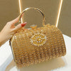 Black and Gold Rhinestone Clutch with Detachable Strap - Geometric Evening Bag for Parties & Formal Events